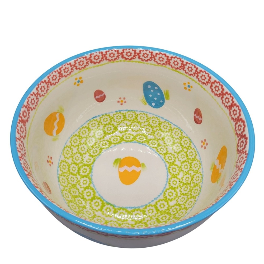 Temptations Easter Egg 3.75" Quart Ceramic Mixing Bowl Easter Spring Floral